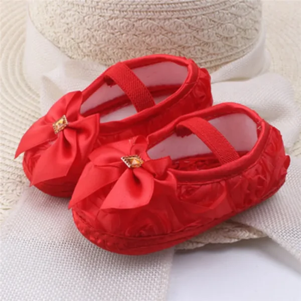 0-18M Baby Girls Shoes High Quality Cloth Baby Shoes Pink Gray White Purple Newborn Crib Shoes Bow Anti-Slip Toddler Prewalkers - Image 5