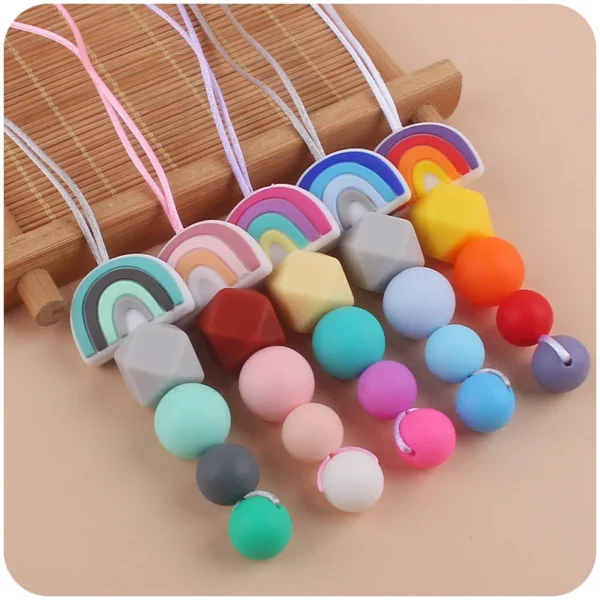 Baby Teether Food Grade Silicone Beads Nursing Mom Necklace Baby Gift BPA Free baby gum chewing pendant Accessories Toys - Image 2