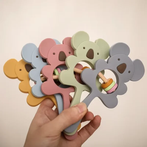 1PC Silicone Teether Koala Elephant Handbells Rattles BPA Free Rodents Teething Necklace Food Grade Infant Chewable Baby Toys - Image 2