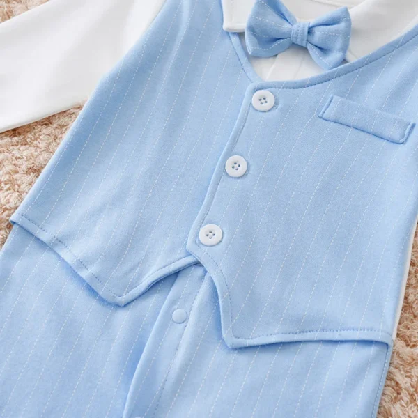 Gentleman Baby Boys bow tie Cotton Clothing Spring and Autumn Children One-Piece long sleeves Jacket 0-2 years old Rompers - Image 4