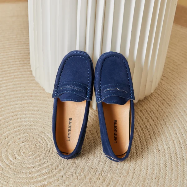 EOFK Kids Penny Loafers Flats Shoes Suede Leather Spring Autumn Soft Children Toddle Little Boy Casual Solid Slip On Moccasins - Image 3