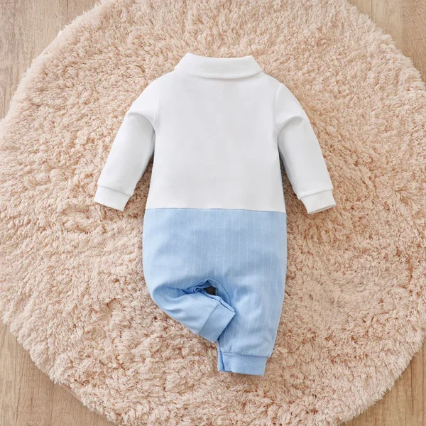 Gentleman Baby Boys bow tie Cotton Clothing Spring and Autumn Children One-Piece long sleeves Jacket 0-2 years old Rompers - Image 2