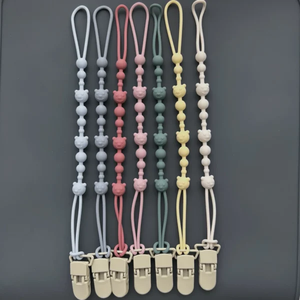 1PCS Baby Anti-drop Chain Pacifier Clips Silicone Beads Infant Nipple Appease Soother Chain Clips Dummy Holder Nipple Clip
